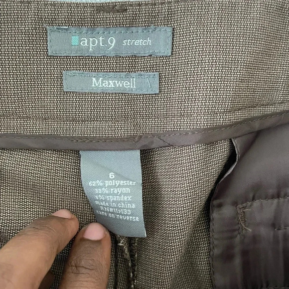 Apt.9 Dress Pants Women’s Maxwell Brown Cropped Sz 6 Slacks Cuffed Hem Workwear - Picture 5 of 5